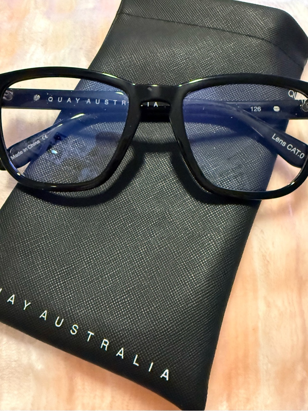 Quay Australia Black Frames with Blue-Tint Lenses